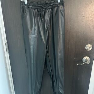 BCBGeneration Sleek Black Faux Leather Joggers
